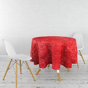 Ervi dekoračný obrus na stôl okrúhly - krčený zamat červený