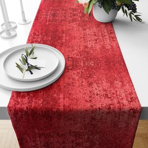 Ervi dekoračný behúň na stôl krčený zamat červený