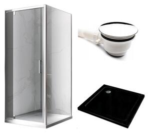 BPS-koupelny Štvorcový sprchový kút KZ04B 80x80 chróm/transparent + vanička ST02A BL čierna
