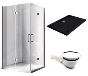 BPS-koupelny Obdĺžnikový sprchový kút KZ13A 100x90 chróm/transparent + vanička ST04A BL čierna