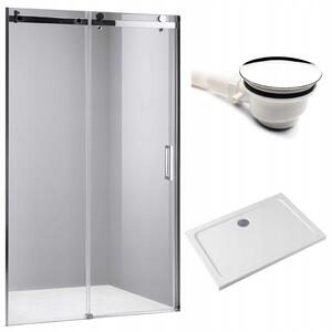BPS-koupelny Posuvné sprchové dvere SH03D 120 chróm/transparent pre inštaláciu do niky + vanička ST03C 120x80 biela
