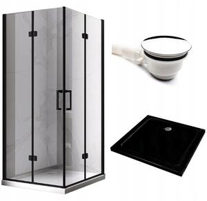 BPS-koupelny Obdĺžnikový sprchovací kút KZ12A BL 90x80 chróm/transparent + vanička ST03E BL čierna