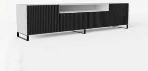 TV stolík LENONA s nohami, 200x42x41, biela/čierna