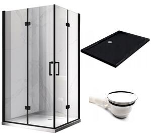 BPS-koupelny Obdĺžnikový sprchovací kút KZ13A BL 100x90 čierny/transparent + vanička ST04A BL čierna