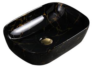 BPS-koupelny Keramické umývadlo na dosku MILO BL MAR4 455 44,5x32,5 cm, čierny mramor