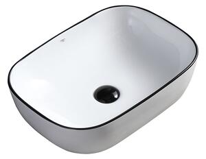 BPS-koupelny Keramické umývadlo na dosku MILO WH BL 455 45,5x32,5 cm, biele/čierne