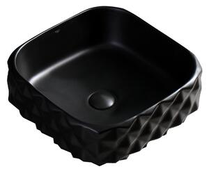 BPS-koupelny Keramické umývadlo na dosku PEARL MTB 400 40x40 cm, čierne matné