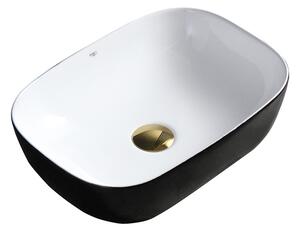 BPS-koupelny Keramické umývadlo na dosku MILO BL WH 455 45,5x32,5 cm, biele/čierne
