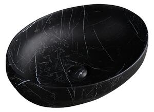 BPS-koupelny Keramické umývadlo na dosku LUMO MTB MAR5 500 50x37 cm, čierny mramor matný
