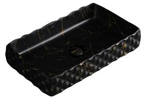 BPS-koupelny Keramické umývadlo na dosku PEARL MAR3 605 60,5x34 cm, čierny mramor