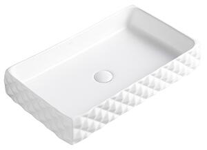BPS-koupelny Keramické umývadlo na dosku PEARL WH 605 60,5x34 cm, biele štruktúra