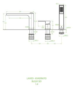 Laveo Kvadrato vaňová/sprchová batéria na vaňu chrómová BLQ013D