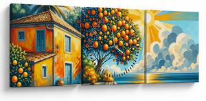 Obraz - Dom s pomarančmi I. (s hodinami) (90x30 cm)