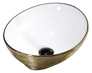 BPS-koupelny Keramické umývadlo na dosku LUMO GL BR 405 40,5x30 cm, biele/zlaté