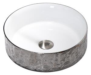 BPS-koupelny Keramické umývadlo na dosku LAVA WH SV MOD3 360 36x36 cm, biele/strieborné