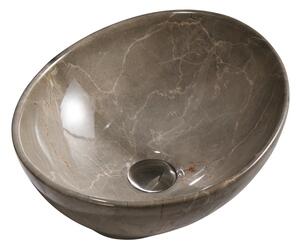 BPS-koupelny Keramické umývadlo na dosku LUMO MAR8 405 40,5x30 cm, hnedý mramor