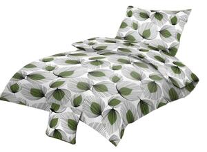 Cotton House 3-dielna posteľná bielizeň Dita / 70 x 90 cm / 140 x 200 cm / 120g/m2 / 100% bavlna / zelené listy / biela