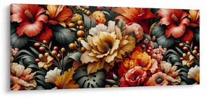 Obraz - Oranžovo-červené kvety (120x50 cm)