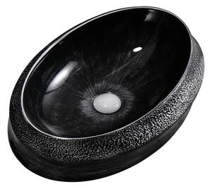 BPS-koupelny Keramické umývadlo na dosku STAR BL SV 600 60x40 cm, čierno / strieborné
