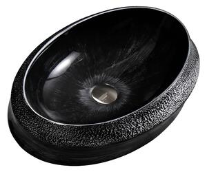 BPS-koupelny Keramické umývadlo na dosku STAR BL SV 600 60x40 cm, čierno / strieborné