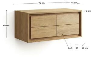 Hnedá závesná skrinka pod umývadlo z teakového dreva 90x40 cm Kenta – Kave Home
