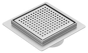 BPS-koupelny Štvorcový sprchový odtokový žľab DL08 QUBE G3 ST 15x15 cm, satén
