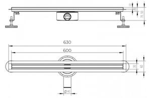 BPS-koupelny Sprchový odtokový žľab DL03 SLIM BL 60 cm, čierny