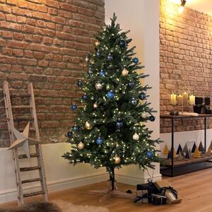 QVC Luxusný 3D vianočný stromček / jedľa / 90 cm / 200 LED Deluxe / teplá biela / trblietavý efekt / zelená