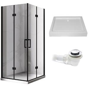 BPS-koupelny Obdĺžnikový sprchovací kút KZ12A BL 90x80 čierna/transparent + vanička SXL03B WH biela