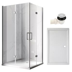 BPS-koupelny Obdĺžnikový sprchový kút KZ12B 100x80 chróm/transparent + vanička SXL03C WH biela
