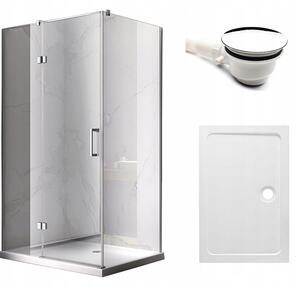 BPS-koupelny Obdĺžnikový sprchovací kút KZ02B WH 100x80 chróm/transparent + vanička ST03A biela