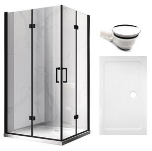 BPS-koupelny Obdĺžnikový sprchový kút KZ13A BL 100x90 čierny/transparent + vanička ST04A biela