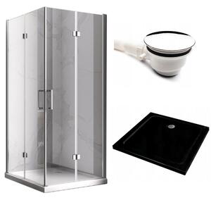 BPS-koupelny Obdĺžnikový sprchový kút KZ12A 90x80 chróm/transparent + vanička ST03E BL čierna