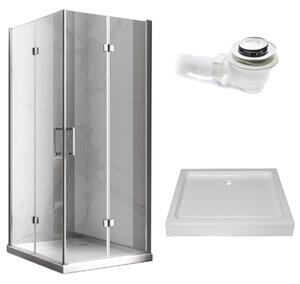 BPS-koupelny Obdĺžnikový sprchovací kút KZ12A 90x80 chróm/transparent + vanička SXL03B WH biela