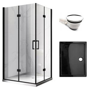 BPS-koupelny Obdĺžnikový sprchový kút KZ12A BL 90x80 čierna/transparent + vanička ST03E BL čierna