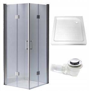 BPS-koupelny Štvorcový sprchovací kút KZ1290B 90x90 chróm/transparent + vanička SXL02B WH biela