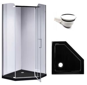 BPS-koupelny Päťuholníkový sprchový kút KZ91B 90x90 chróm/transparent + vanička ST07B BL čierna