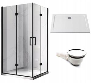 BPS-koupelny Obdĺžnikový sprchový kút KZ12B BL 100x80 čierna/transparent + vanička ST03A WH biela
