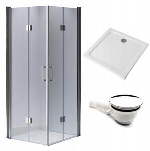 BPS-koupelny Štvorcový sprchový kút KZ1290B 90x90 chróm/transparent + vanička ST02B WH biela