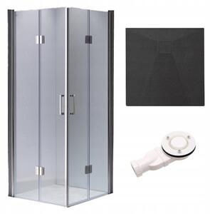 BPS-koupelny Štvorcový sprchový kút KZ1290B 90x90 chróm/transparent + vanička RIKO BL čierna