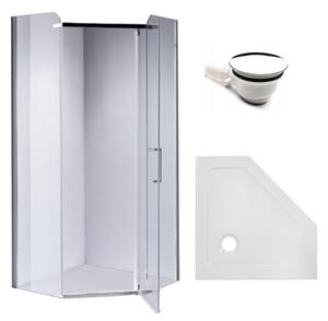 BPS-koupelny Päťuholníkový sprchový kút KZ91B 90x90 chróm/transparent + vanička ST07B WH biela