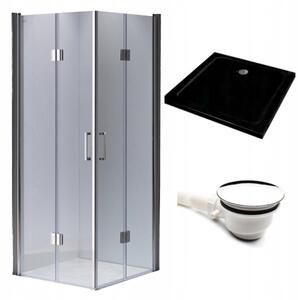 BPS-koupelny Štvorcový sprchovací kút KZ1290B 90x90 chróm/transparent + vanička ST02B BL čierna