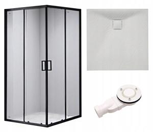 BPS-koupelny Štvorcový sprchový kút BL30B 90x90 čierna/transparent + vanička HYD-SSV-JUKO biela