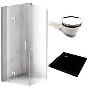 BPS-koupelny Štvorcový sprchový kút KZ01B 80x80 chróm/transparent + vanička ST02A BL čierna