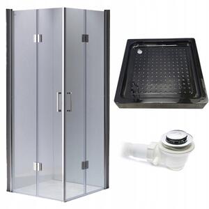 BPS-koupelny Štvorcový sprchový kút KZ1290B 90x90 chróm/transparent + vanička SXL02B BL čierna