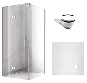 BPS-koupelny Štvorcový sprchový kút KZ01B 80x80 chróm/transparent + vanička ST02A WH biela