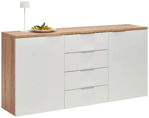 ŠIROKÁ KOMODA, farba duba, biela s vysokým leskom, 180/89/43 cm Xora - Online Only drobný nábytok, Online Only