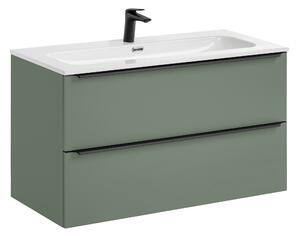 Comad Kúpeľňová skrinka s nábytkovým umývadlom Sombra Green 100 trstinovo zelená s batériou