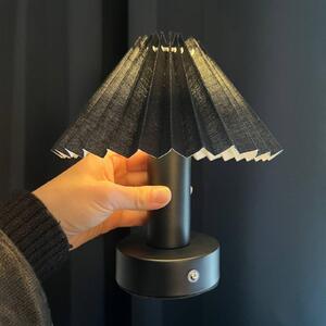 PR Home LED dobíjacia stolová lampa Tiara, čierna/čierna, textil