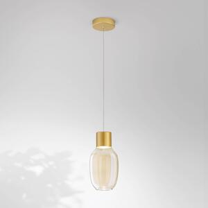 LED závesné svietidlo Lapo, 1 svetlo, koňaková farba, Ø 16 cm, sklo